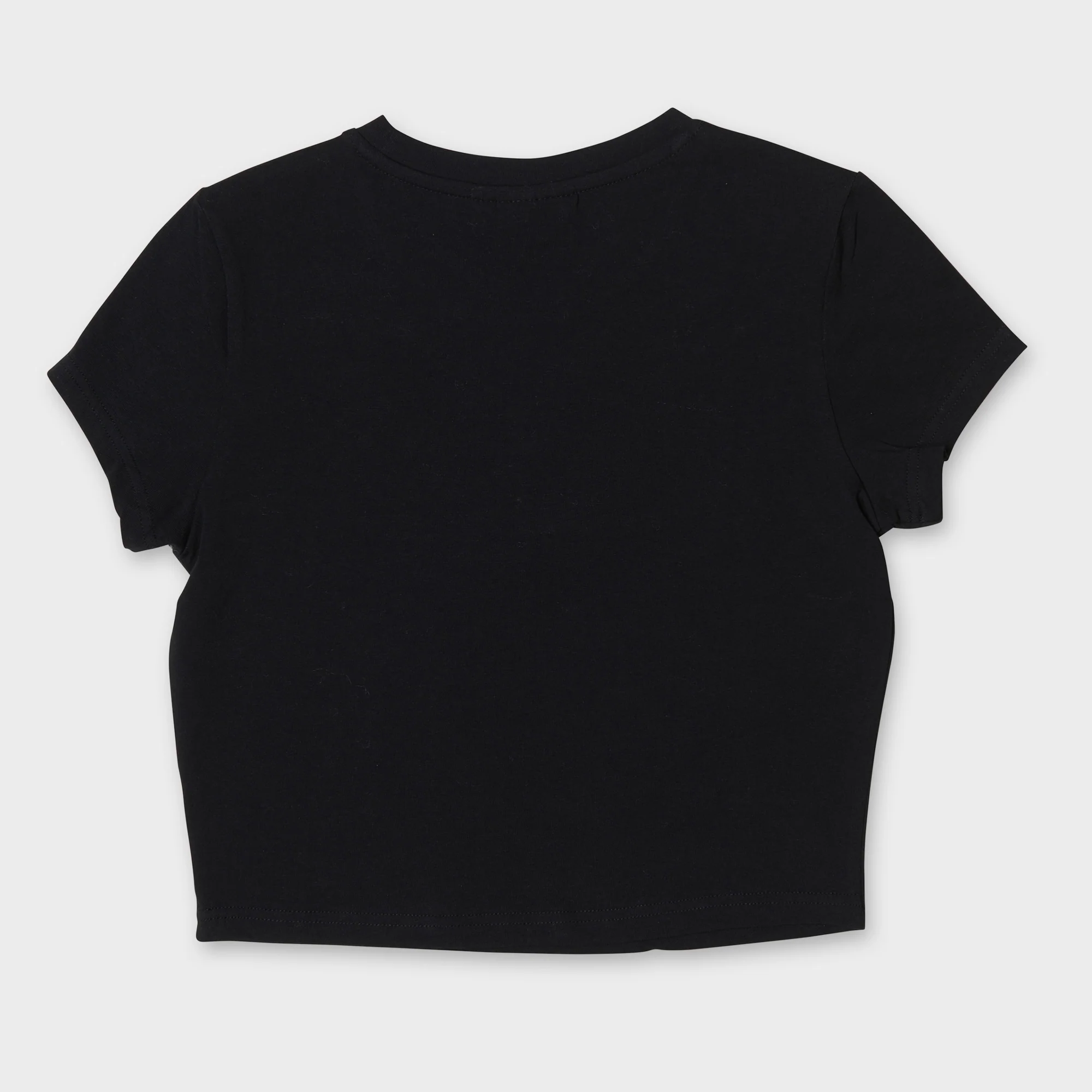 EMBROIDERED CROP BLACK BABY TEE - Image 3