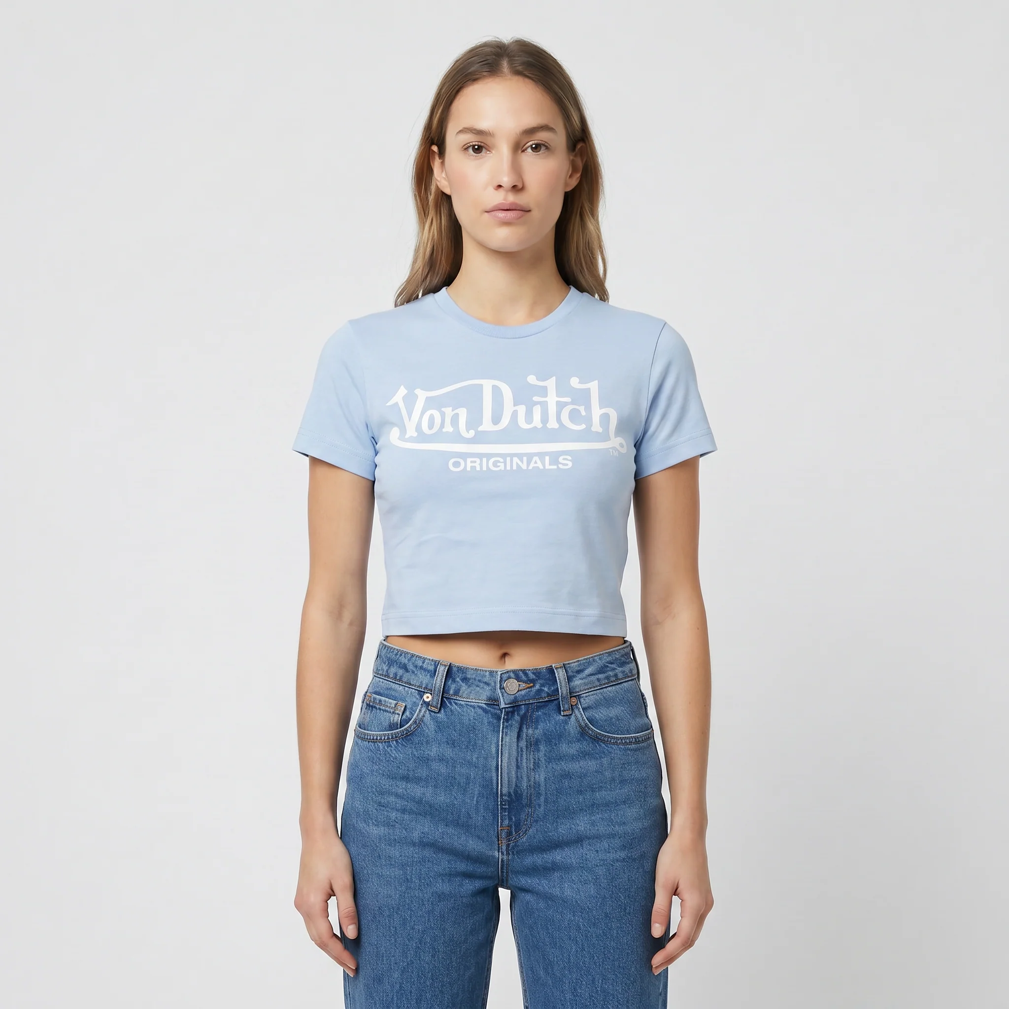 CROPPED BLUE BABY TEE (ORIGINALS LOGO) - Image 3