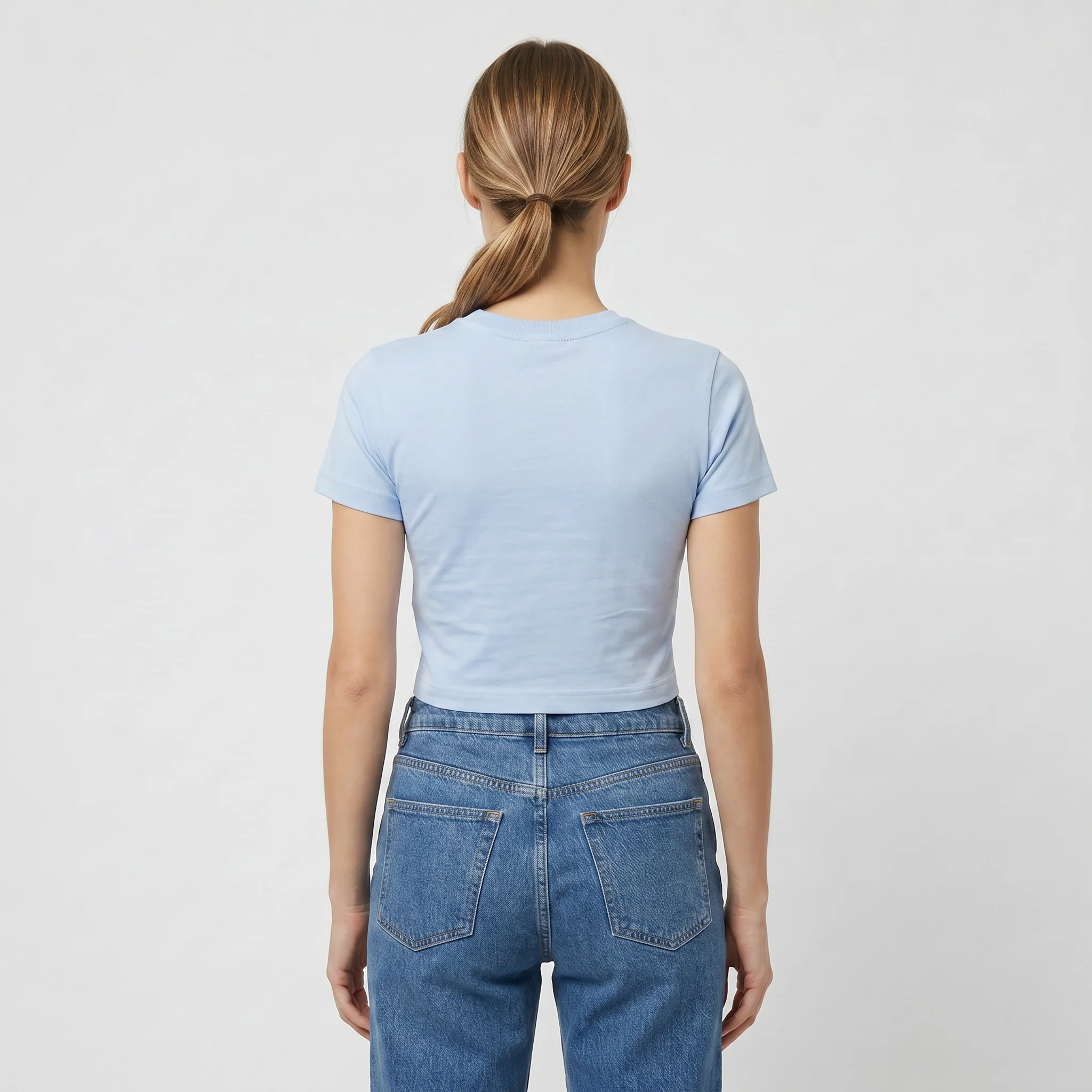 CROPPED BLUE BABY TEE (ORIGINALS LOGO) - Image 4