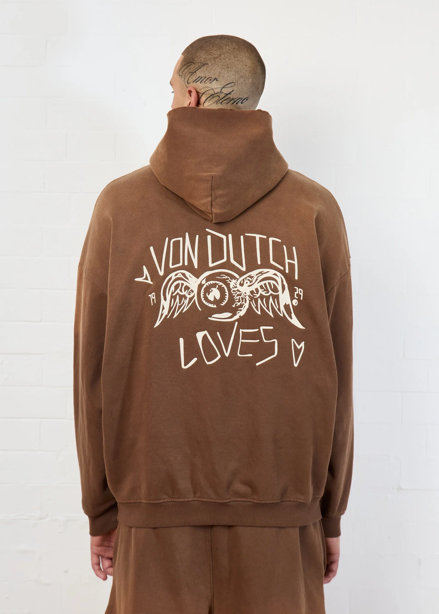 FLYING EYE HOODIE BROWN - Image 8