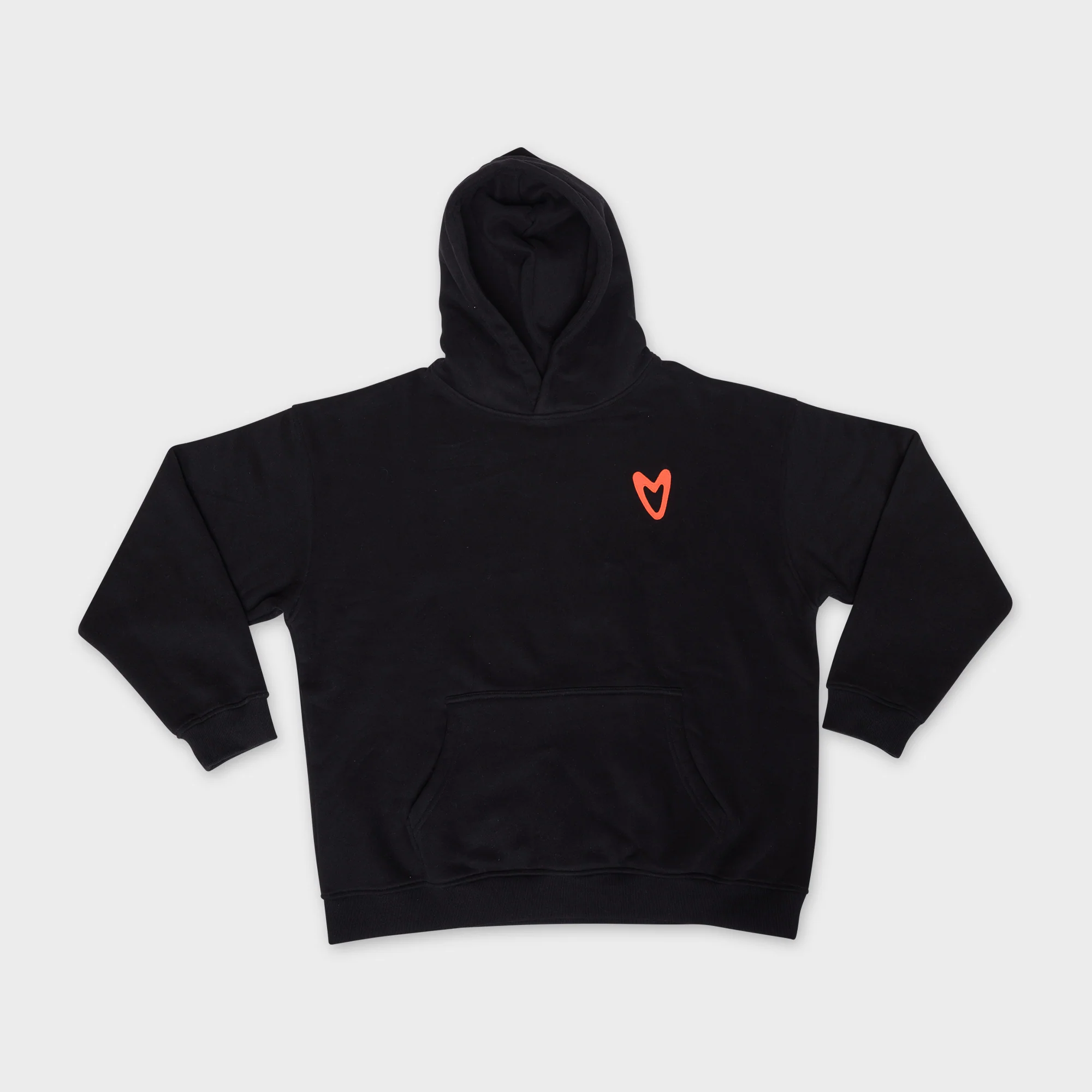 HEART BLACK COTTON HOODIE