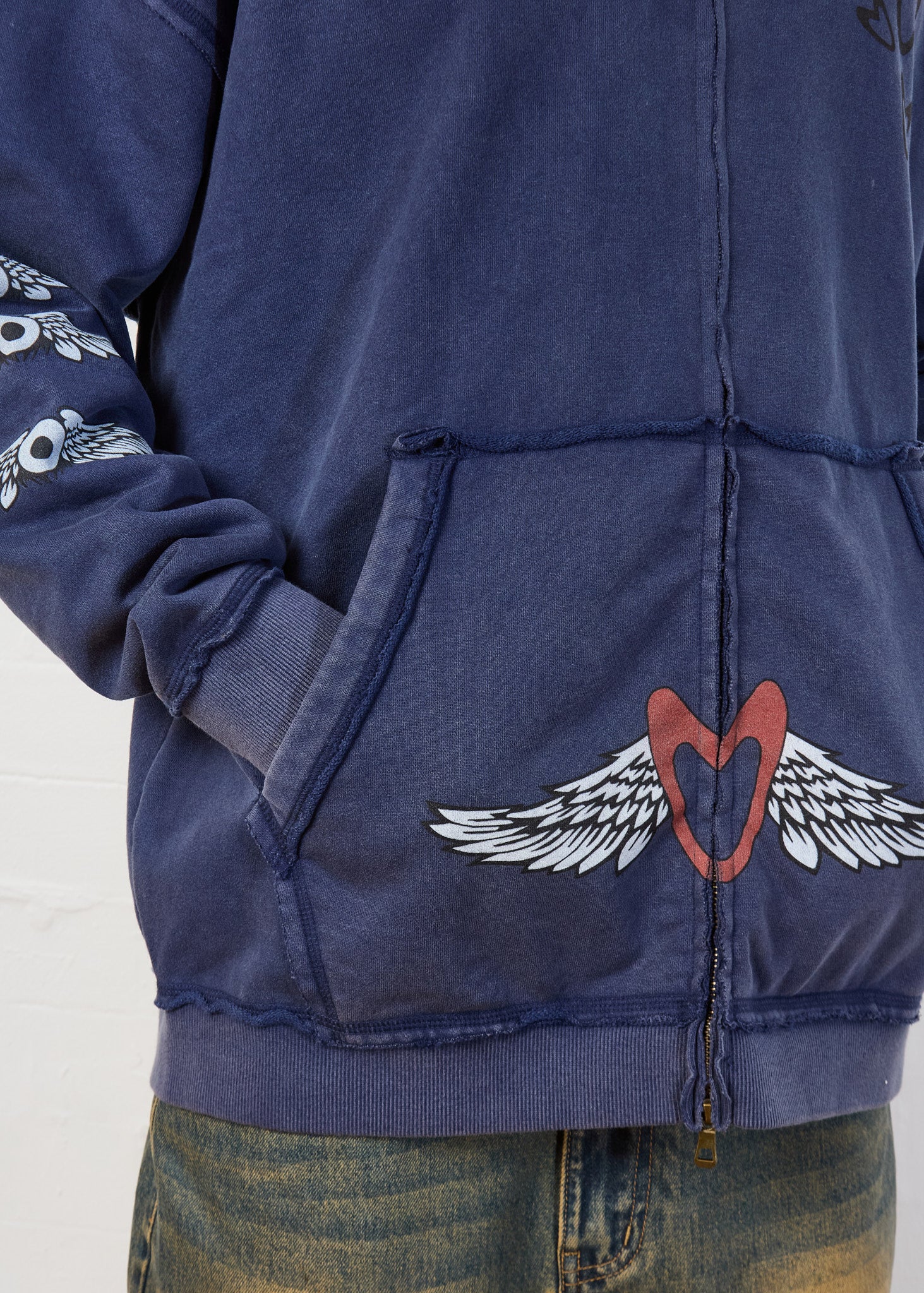 ZIP-UP FACE HOODIE NAVY - Image 10