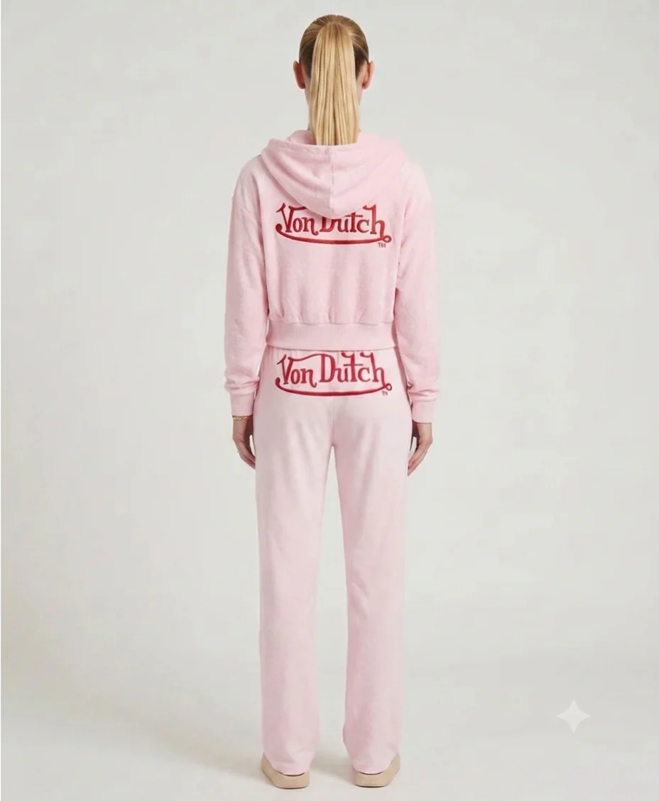 CALIFORNIA VELOUR CROPPED HOODIE (PINK) - Image 5