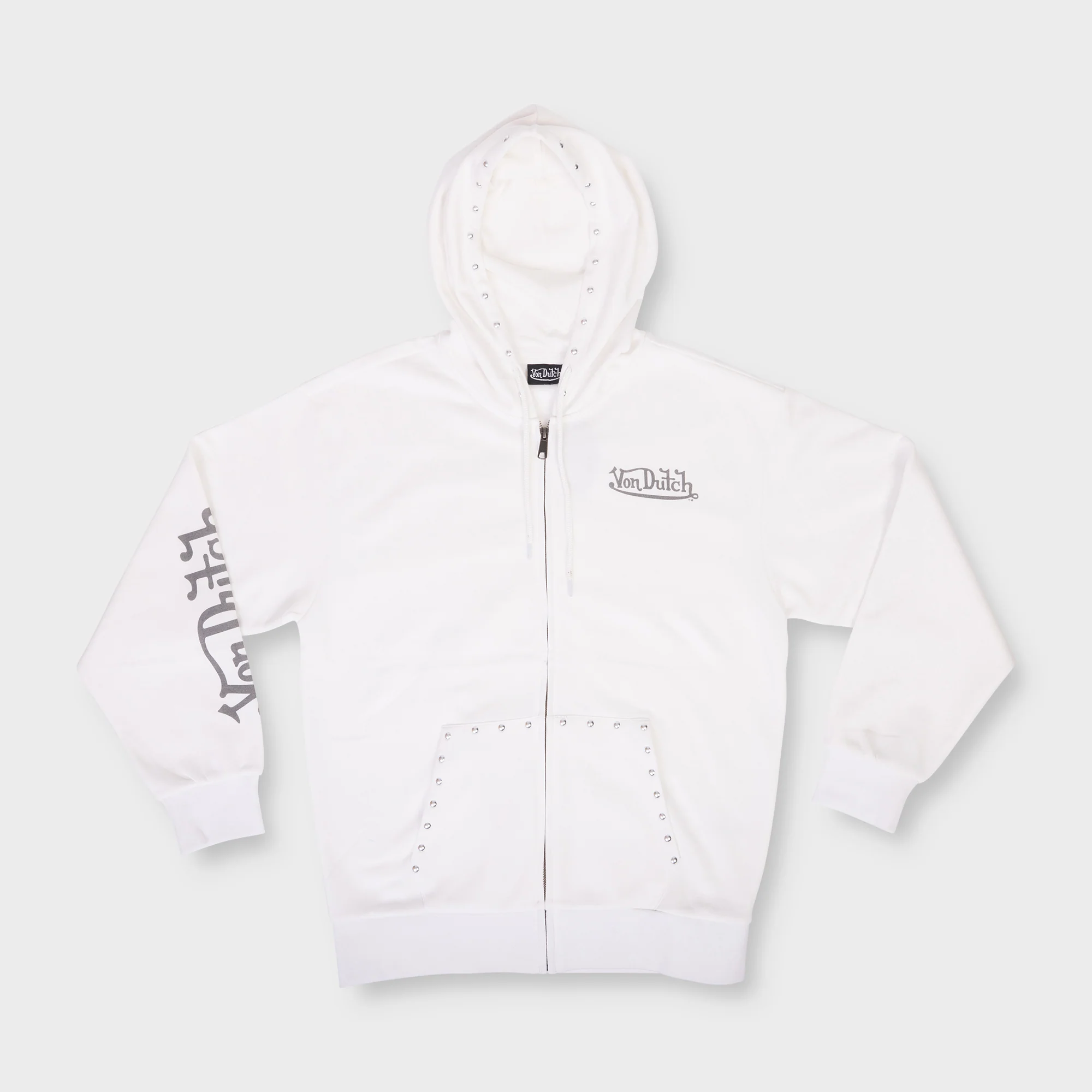 WHITE STUDDED HOODIE - Image 2
