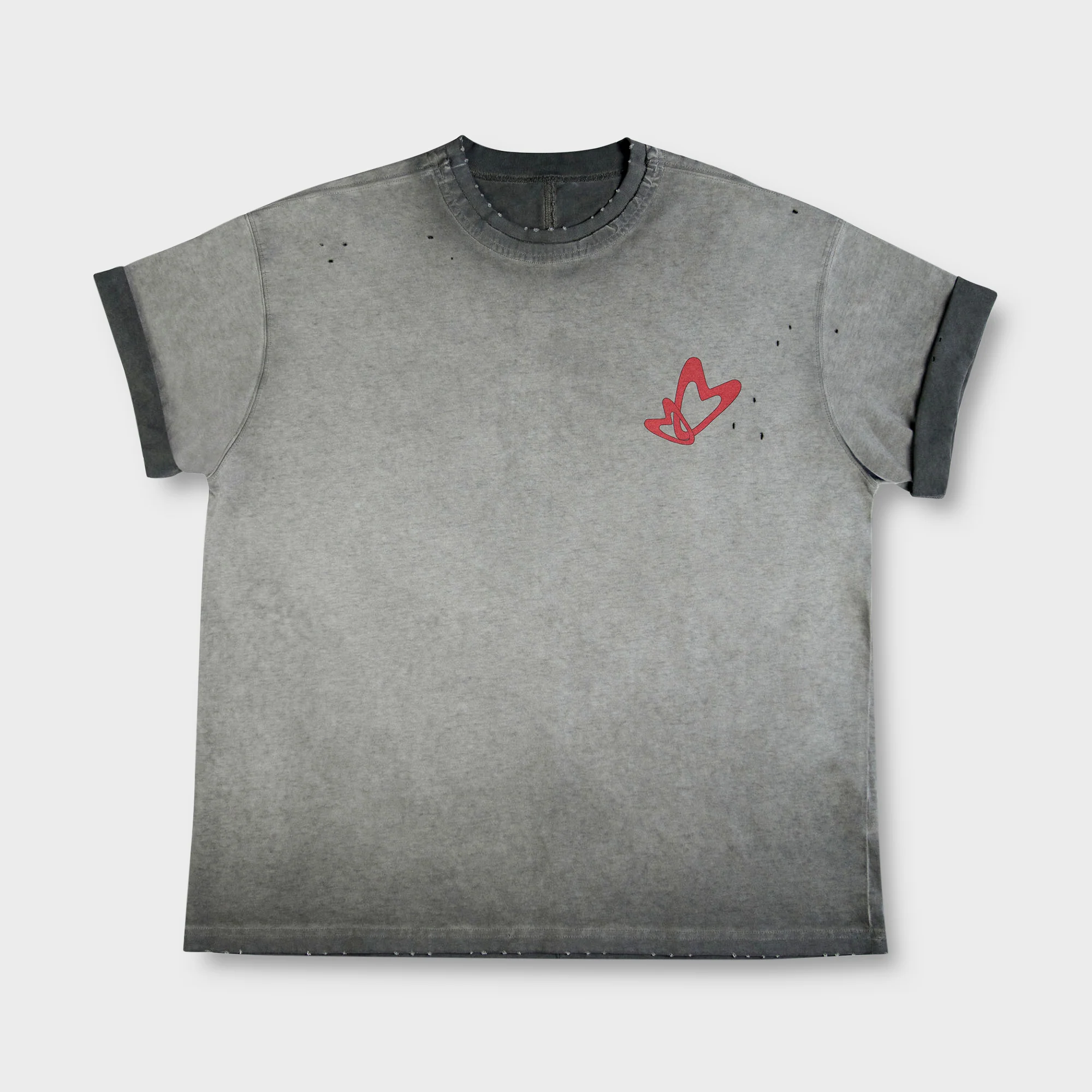 DISTRESSED WINGS TEE GREY
