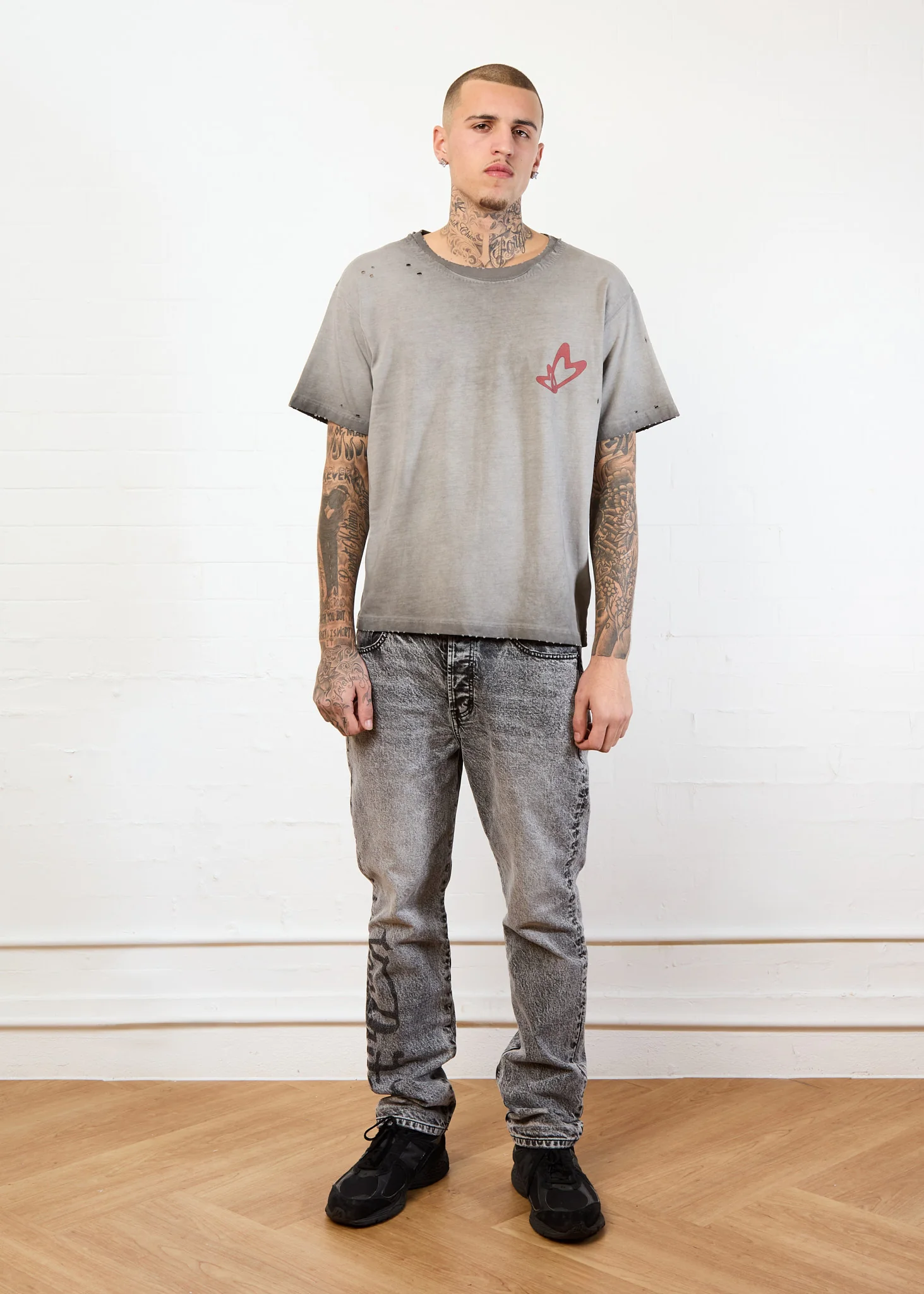DISTRESSED WINGS TEE GREY - Image 6