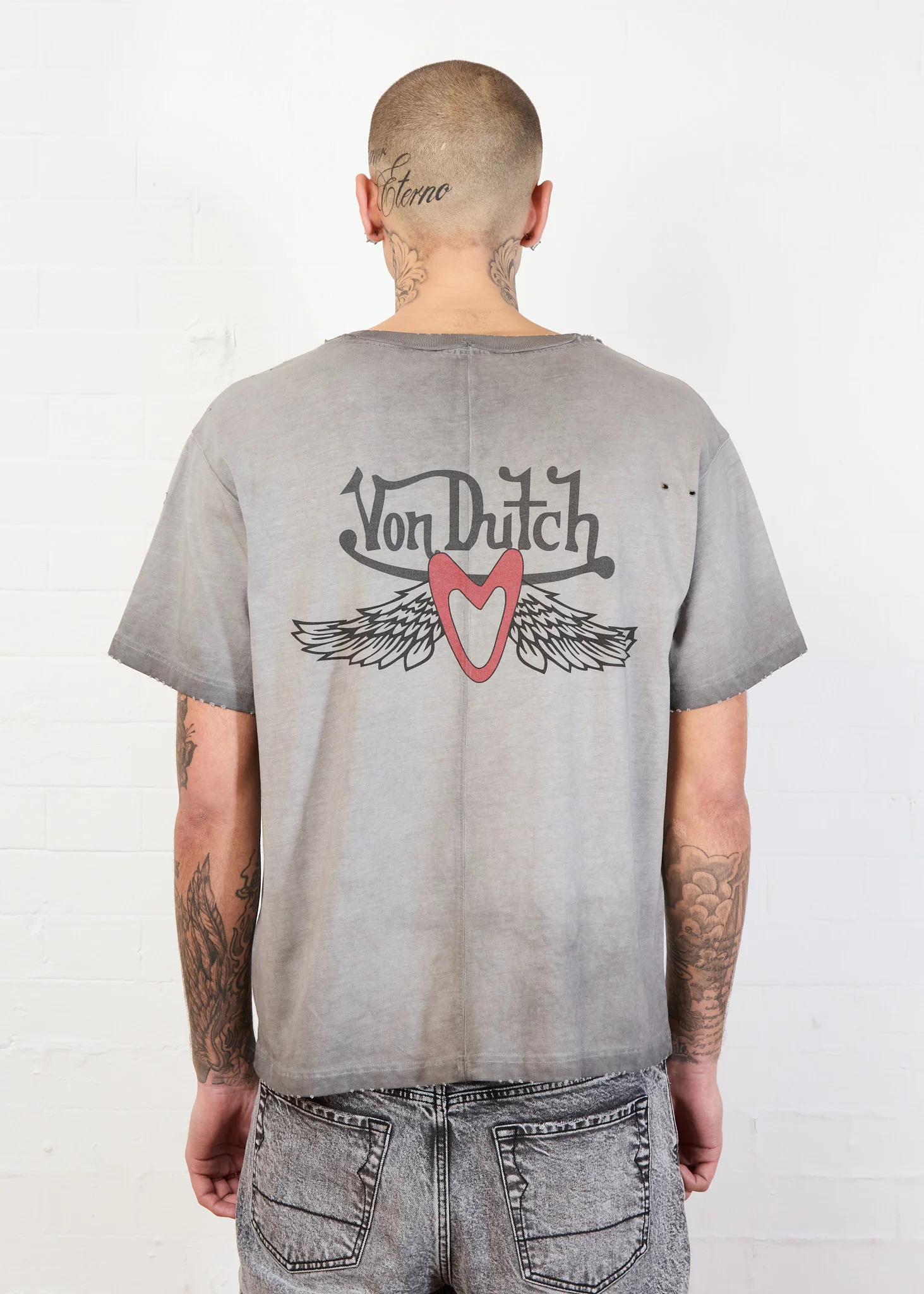 DISTRESSED WINGS TEE GREY - Image 9