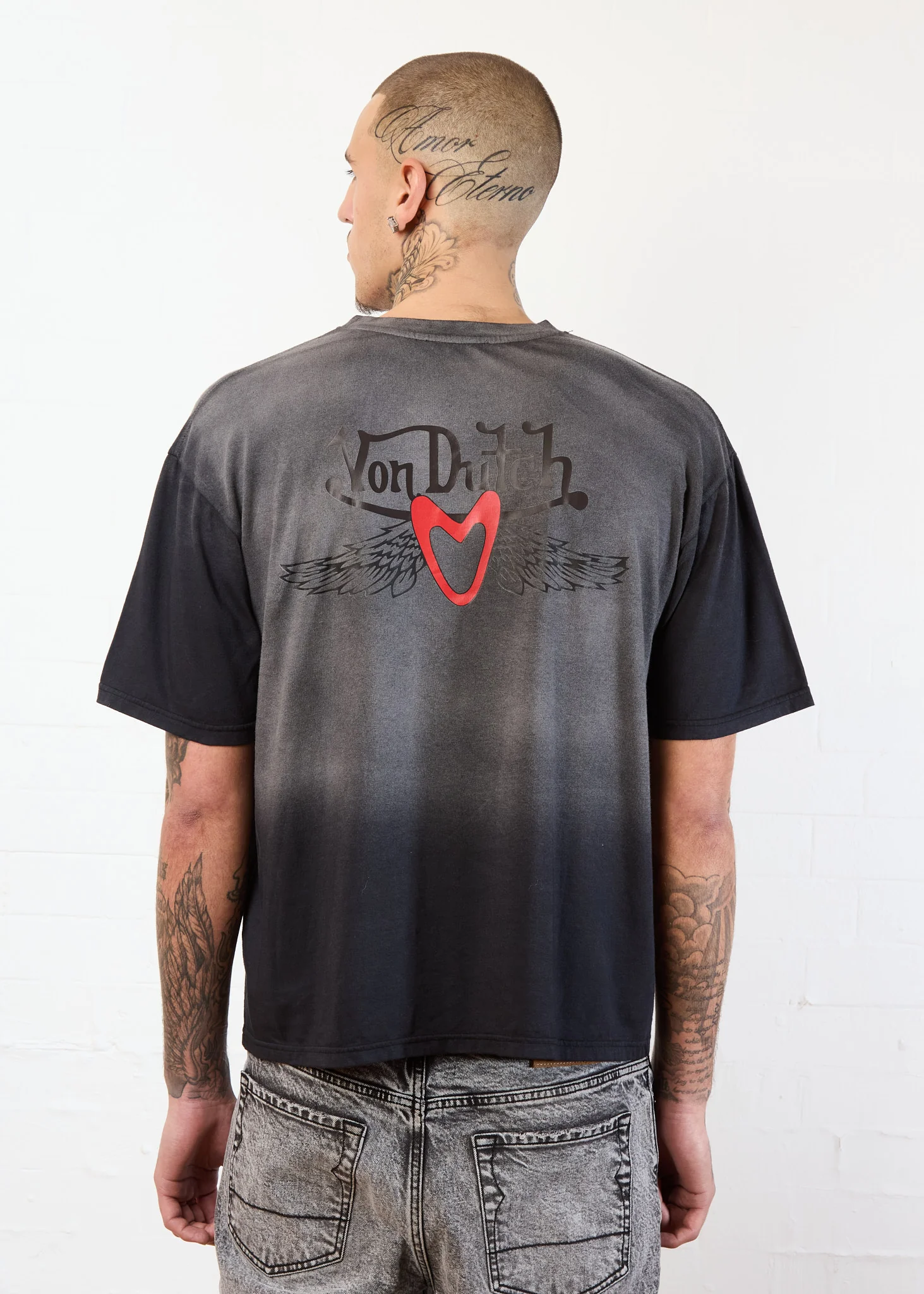 HEART TEE (BLACK VINTAGE WASH) - Image 7