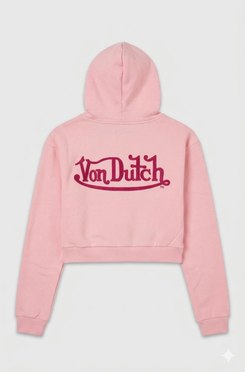 CROPPED BABY PINK HOODIE - Image 3