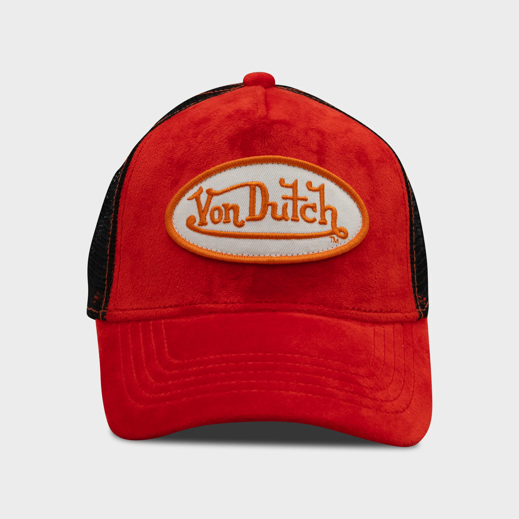ORANGE/RED VELVET TRUCKER