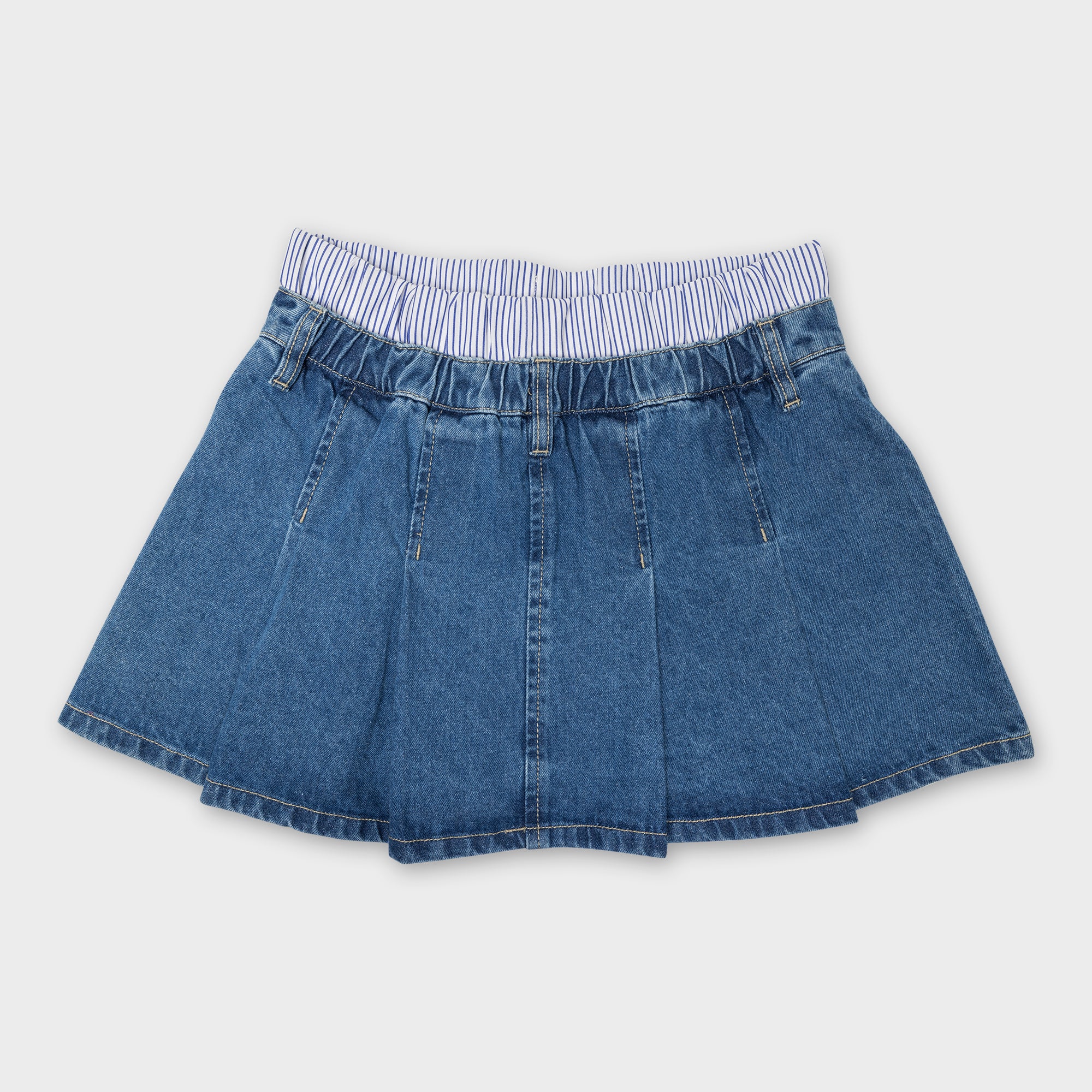 PLEATED DENIM MINI SKIRT - Image 3