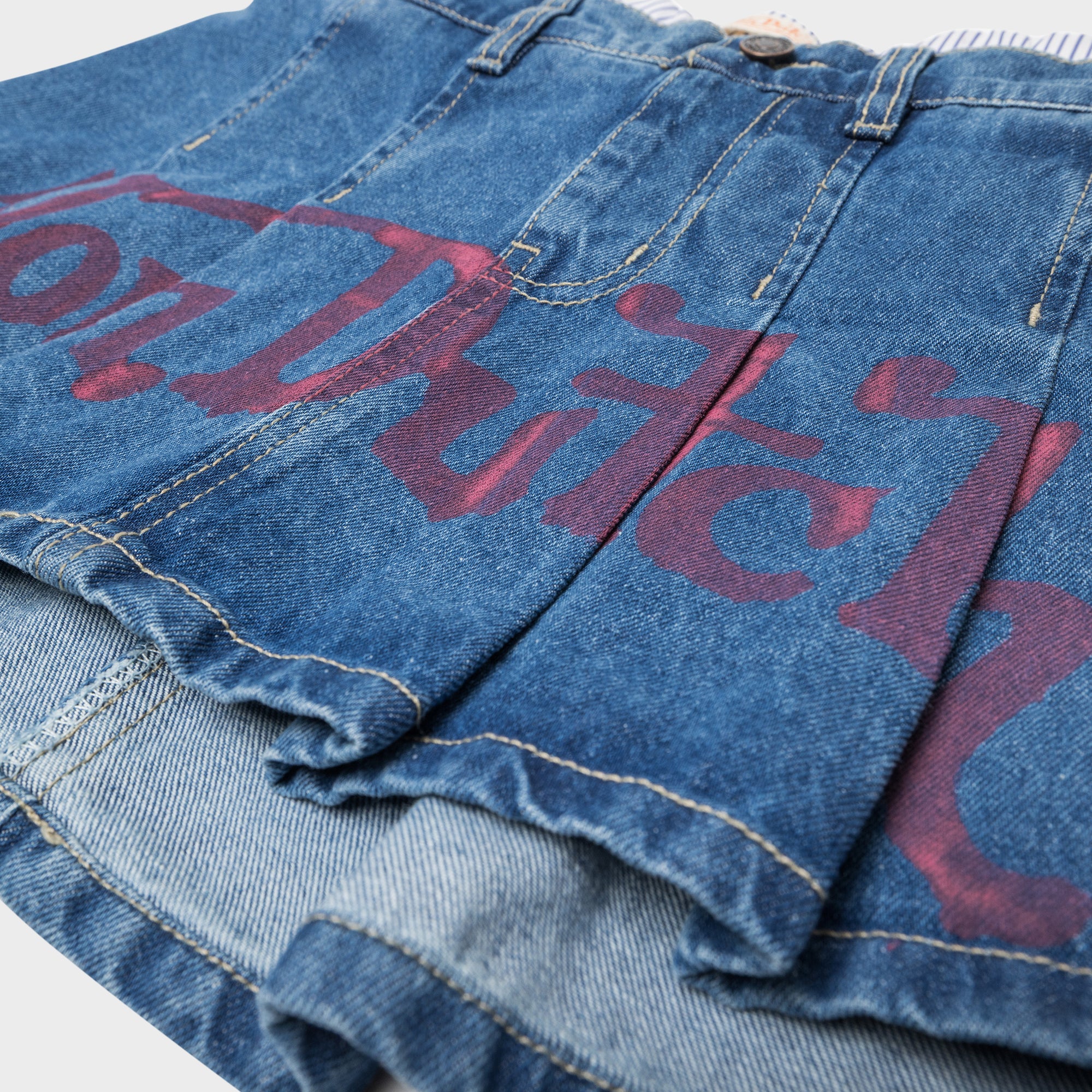 PLEATED DENIM MINI SKIRT - Image 4